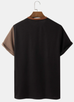 Mens T-Shirt Color Block Patchwork Crew Neck Short Sleeve - Image 3