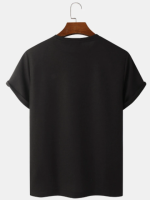 Mens T-Shirt Striped Patchwork Crew Neck Knit Short Sleeve - Image 3