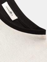 Mens T-Shirt Striped Patchwork Crew Neck Knit Short Sleeve - Image 4