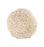 Ottoman 14" Wide Round Ivory Shag Pouf - Image 4