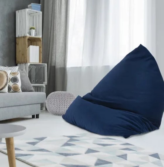 Spitiko Homes Navy Velvet Beanbag 2 Velvet Bean Bag Chair Indoor/Outdoor Lounger - Image 1