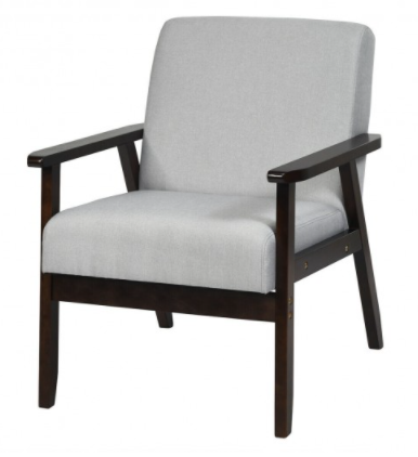 Screenshot 2021-08-15 at 1.01.16 PM Arm Chair Light Grey Solid Rubber Wood Fabric - Image 1
