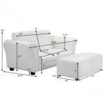 Kids Double Couch White Lounge Sofa With Ottoman - Image 2