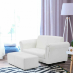 Kids Double Couch White Lounge Sofa With Ottoman - Image 3