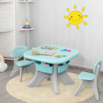 Kids Activity Table Blue Play Set With Storage - Image 2