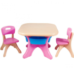Kids Activity Table Pink Play Set With Storage