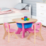 Kids Activity Table Pink Play Set With Storage - Image 2