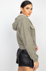 Hoodie Jacket Light Olive Corduroy - Image 4
