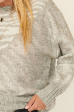 Pullover Sweater Heather Gray Zebra Print - Image 3