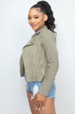 Moto Jacket Light Olive Corduroy - Image 3