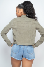 Moto Jacket Light Olive Corduroy - Image 4