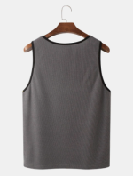 Tank Top Colorblock Patchwork With Letter Embroidery - Image 3