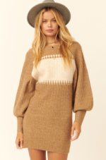 Mini Dress Knit Camel Sweater - Image 2