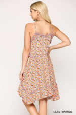 Midi Dress Lilac & Orange Ditsy Floral Detail - Image 4