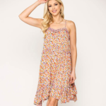 Midi Dress Lilac & Orange Ditsy Floral Detail