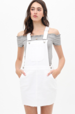 Mini Dress White Suspender Design - Image 2