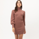 Midi Dress Mauve Turtle Neck Sweater Design
