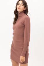Midi Dress Mauve Turtle Neck Sweater Design - Image 3