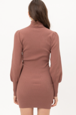 Midi Dress Mauve Turtle Neck Sweater Design - Image 4