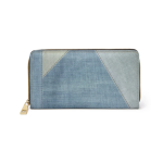 Zipper Wallet Denim Geometric Design