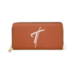 Zipper Wallet Rust Tan & White Cross Design