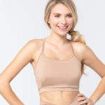 Tank Top Light Khaki Workout Cropped Cami Bra Style