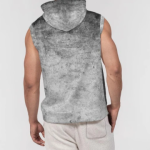 Sports Top Sleeveless Hoodie Black & Gray Grunge Design - Image 2
