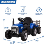 Electric Tractor Toy With Removable Trailer 12v Remote Control With Bluetooth - Image 3