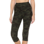 SALE Leggings Capri Style Dark Green Camo Printed High Waisted