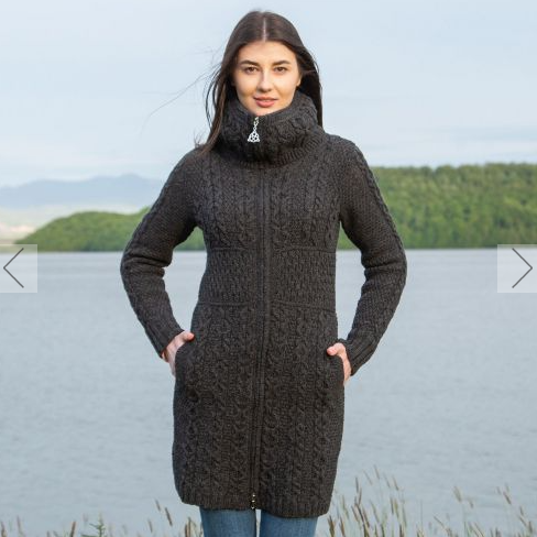 Screenshot 2021-12-03 9.10.12 PM Cardigan Charcoal Double Collar Zip Up - Image 1