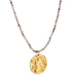 Gold Map Of Ireland On Labradorite Stone Necklace