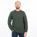 Sweater Army Green Mens Merino Aran