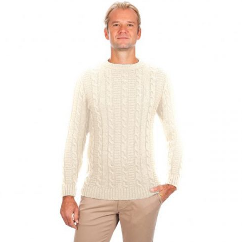 Screenshot 2021-12-11 7.14.28 PM Sweater Natural-Colored Mens Patterned Crew Neck - Image 1