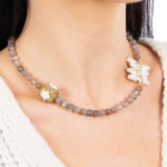 Labradorite Mother Of Pearl Celtic Star Beaded Necklace - Image 2