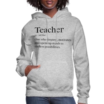 Screenshot 2022-01-04 9.59.49 PM Hoodie Plush Sweater Heather Gray Teachers Inspire Graphic - Image 1