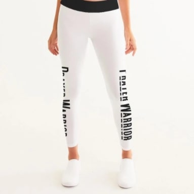 Screenshot 2022-01-18 9.15.59 PM Leggings 7/8 Length Mid-Rise White & Black "Prayer Warrior" Graphic - Image 1