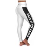 Leggings Full Length High-Waisted White & Black "Salt Of The Earth/Matthew 5:13" With Bordered Heartbeat Graphic