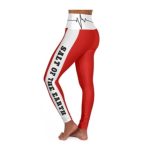 Leggings Full Length High-Waisted Red & White "Salt Of The Earth/Matthew 5:13" With Bordered Heartbeat Graphic - Image 2