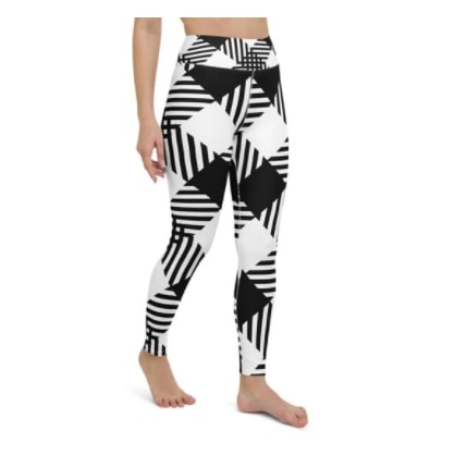 Screenshot 2022-01-21 11.25.14 PM Leggings Full Length High-Waisted Fitness Yoga Style Black & White Plaid - Image 1