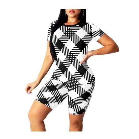 Screenshot 2022-01-24 11.09.20 PM Yoga Outfit Black & Plaid Shorts & Short Sleeve Top Set - Image 1