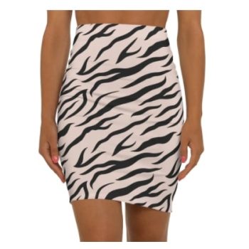 Pencil Skirt High-Waisted Pink & Black Zebra Stripes Pattern