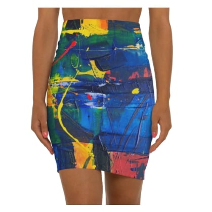 Screenshot 2022-02-07 5.57.54 PM Pencil Skirt High-Waisted Blue Paint Canvas Pattern - Image 1