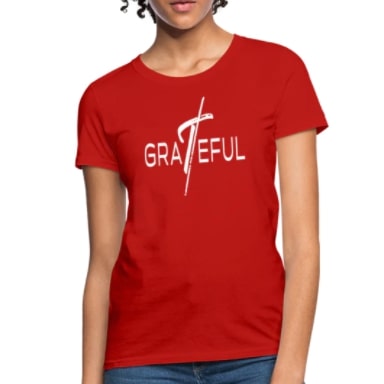 Screenshot 2022-02-13 9.54.54 PM T-Shirt Classic Red "Grateful" Graphic - Image 1