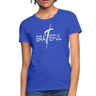 Screenshot 2022-02-13 9.54.56 PM T-Shirt Classic Royal Blue "Grateful" Graphic - Image 1