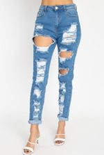Jeans High-Waisted Ripped Distress Denim
