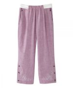 Bottoms Self Dressing Easy Zip Dusty Pink Linen Embroidered Capri Pants
