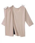 Top Assisted Dressing 3/4 Sleeve Black & Sand Color Block Design - Image 2