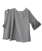Top Assisted Dressing Embroidered Bell Sleeves Black Squares Pattern - Image 2