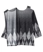Top Assisted Dressing 3/4 Sleeve Black Paisley Shirred Blouse - Image 2