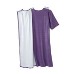 Sleepwear Assisted Dressing Open Back Lace Trim Nightgown With Pockets In Purple - Image 2